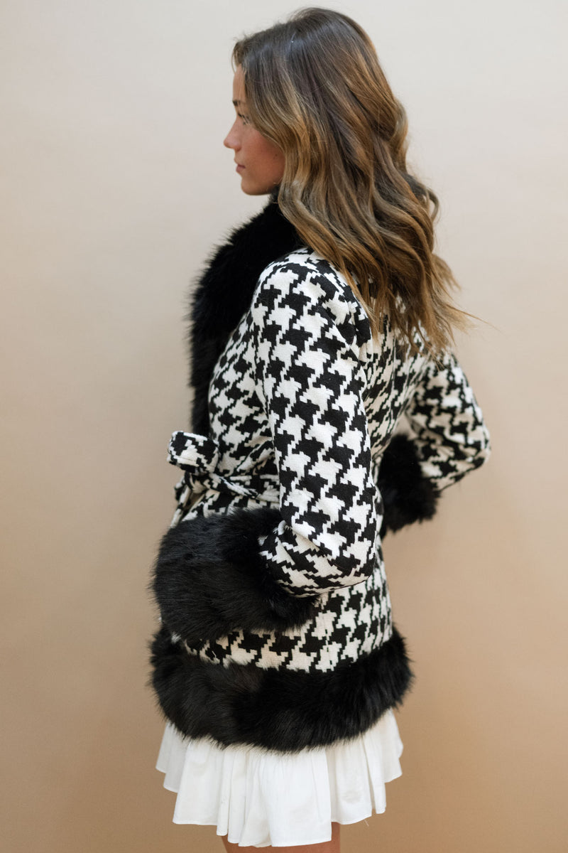 Lalita Houndstooth Coat - Black