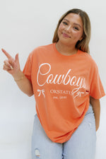 orange OSU cowboys bow tee, orange bow tee, okstate tee shirt 