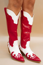 Red/White Croco Boots