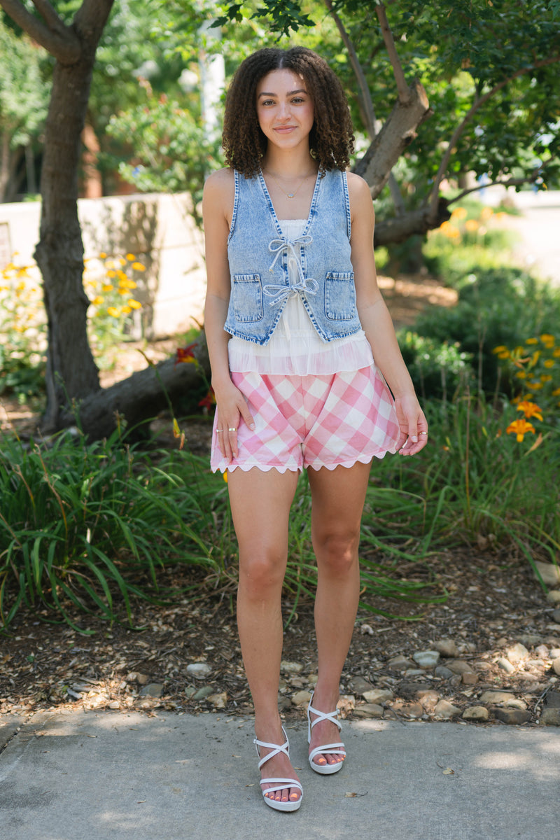 Structured denim vest casual chic