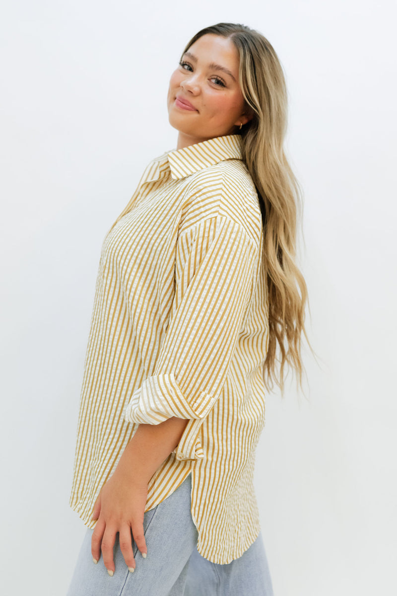 Stripe Collar Button Up Shirt