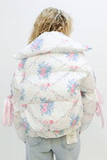 Floral Marshmallow Puffer Jacket - White