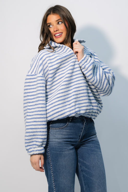 women’s striped cozy pullover