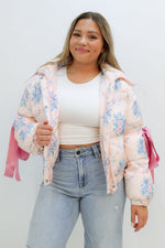 Floral Marshmallow Puffer Jacket - Pink