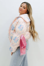 Floral Marshmallow Puffer Jacket - Pink