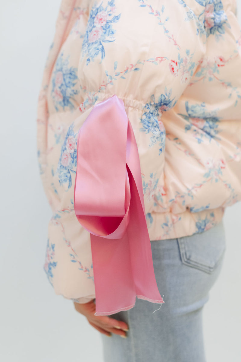 Floral Marshmallow Puffer Jacket - Pink