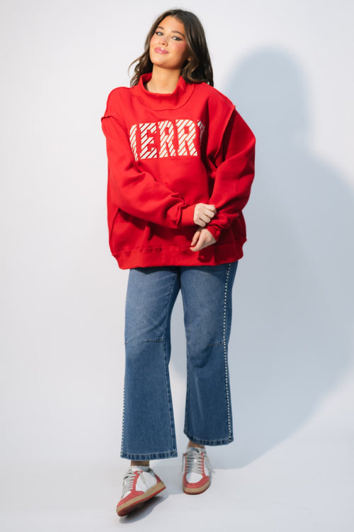 candy cane embroidered sweatshirt