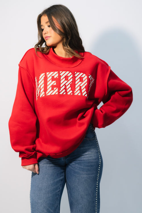red merry sweatshirt women