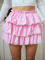 pastel pink ruffle tiered skirt