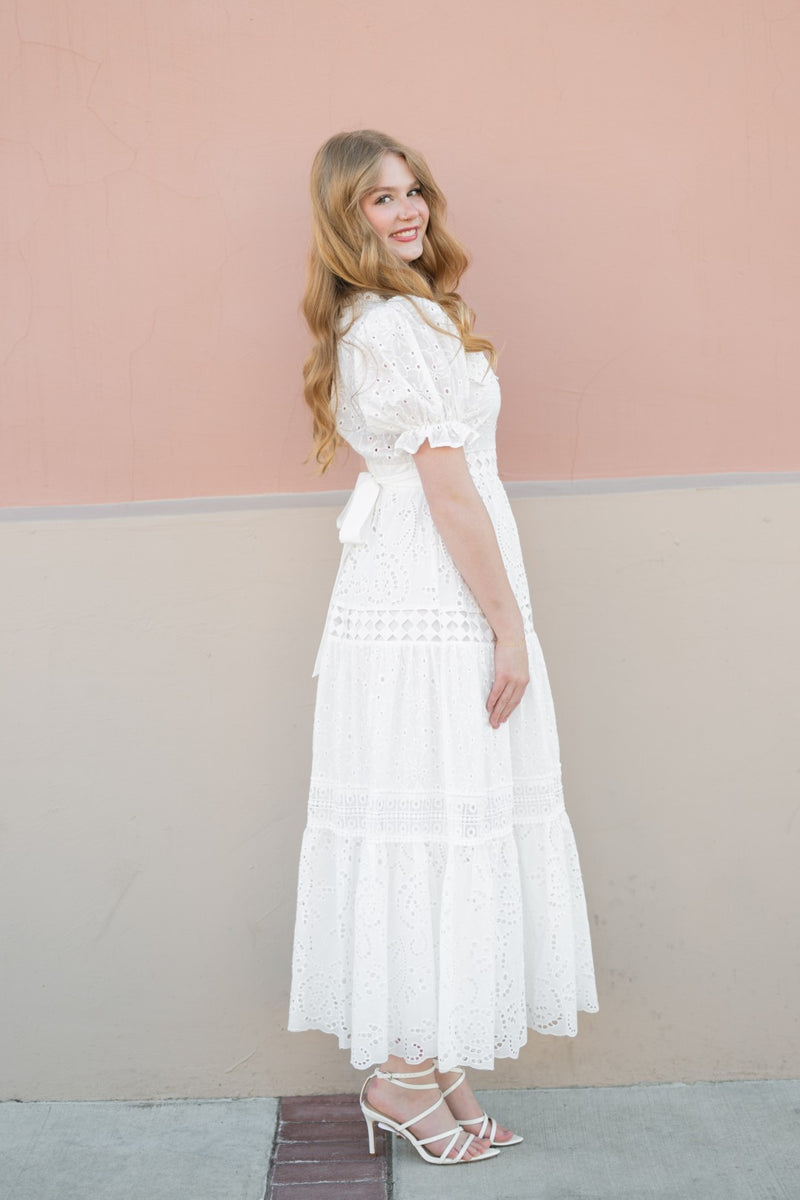 white eyelet dress Juliette Midi Small Poppy Luxe Chiffon Dress Add a Bali Belt Size:1X-2X-3X/2-2-1 filter-color::Black