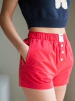 Casual red cotton summer shorts