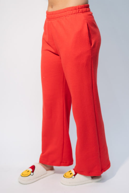 red straight leg sweatpants