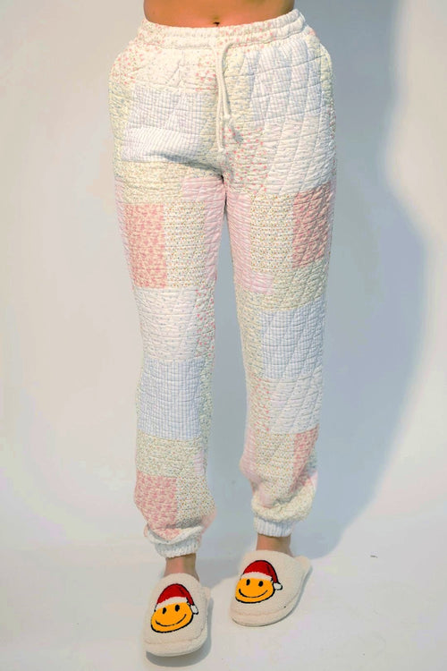 quilted floral joggers women