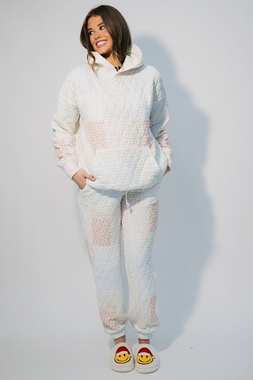 pastel patchwork jogger pants