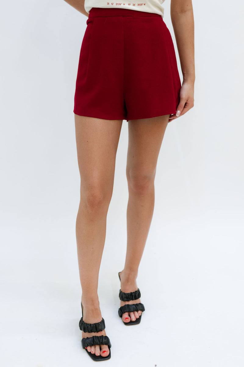 Amy Crepe Shorts - Red Wine