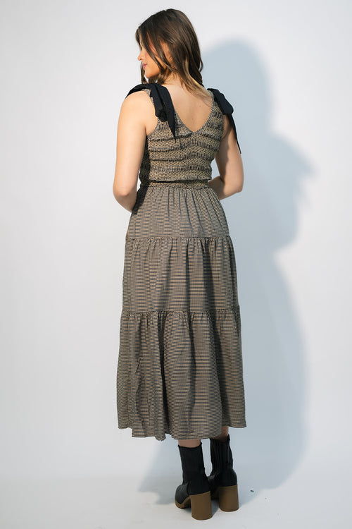 smocked gingham dress women