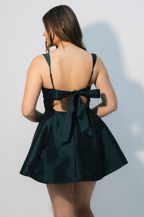 open back bow holiday outfit