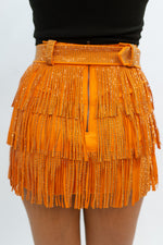 disco orange twirling skirt