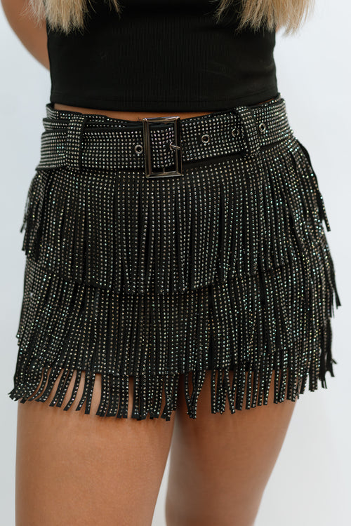 Glam rock fringe skirt