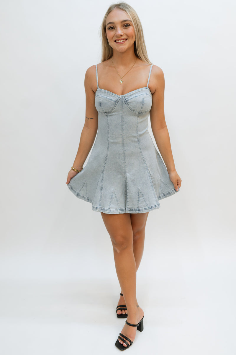 Denim skater dress style