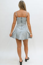 Flattering corset-style denim dress