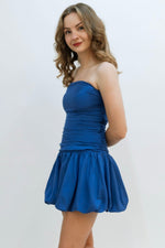 royal blue bubble hem dress