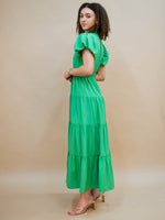 Garden party puff sleeve green dress