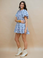 Puff sleeve dress with rope trim