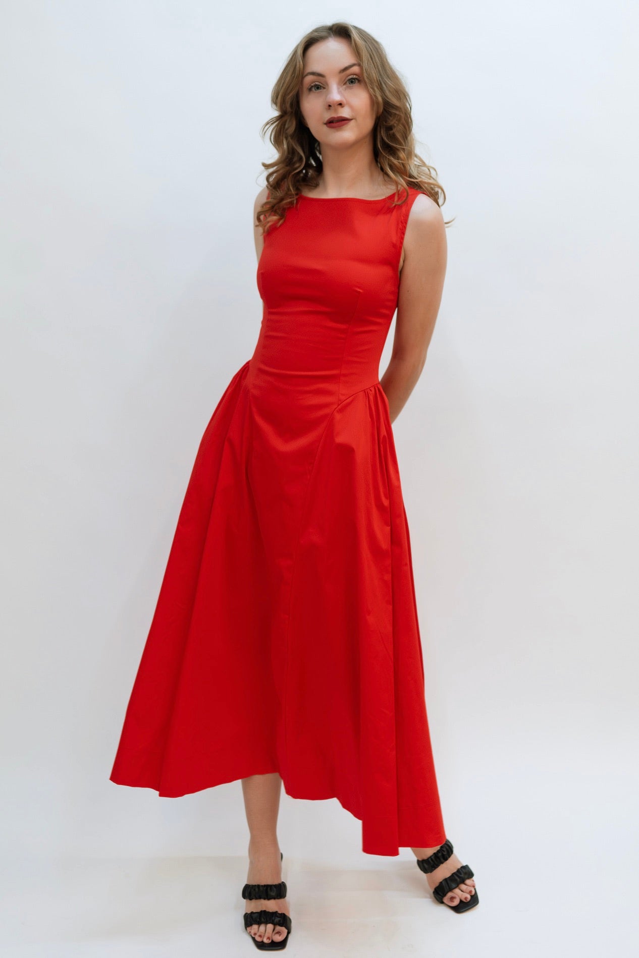 Love Okie Stella Boat Neck Midi Dress Small