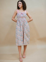 Vintage-inspired floral dress with bow detail