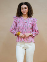 Refined floral print top for Spring