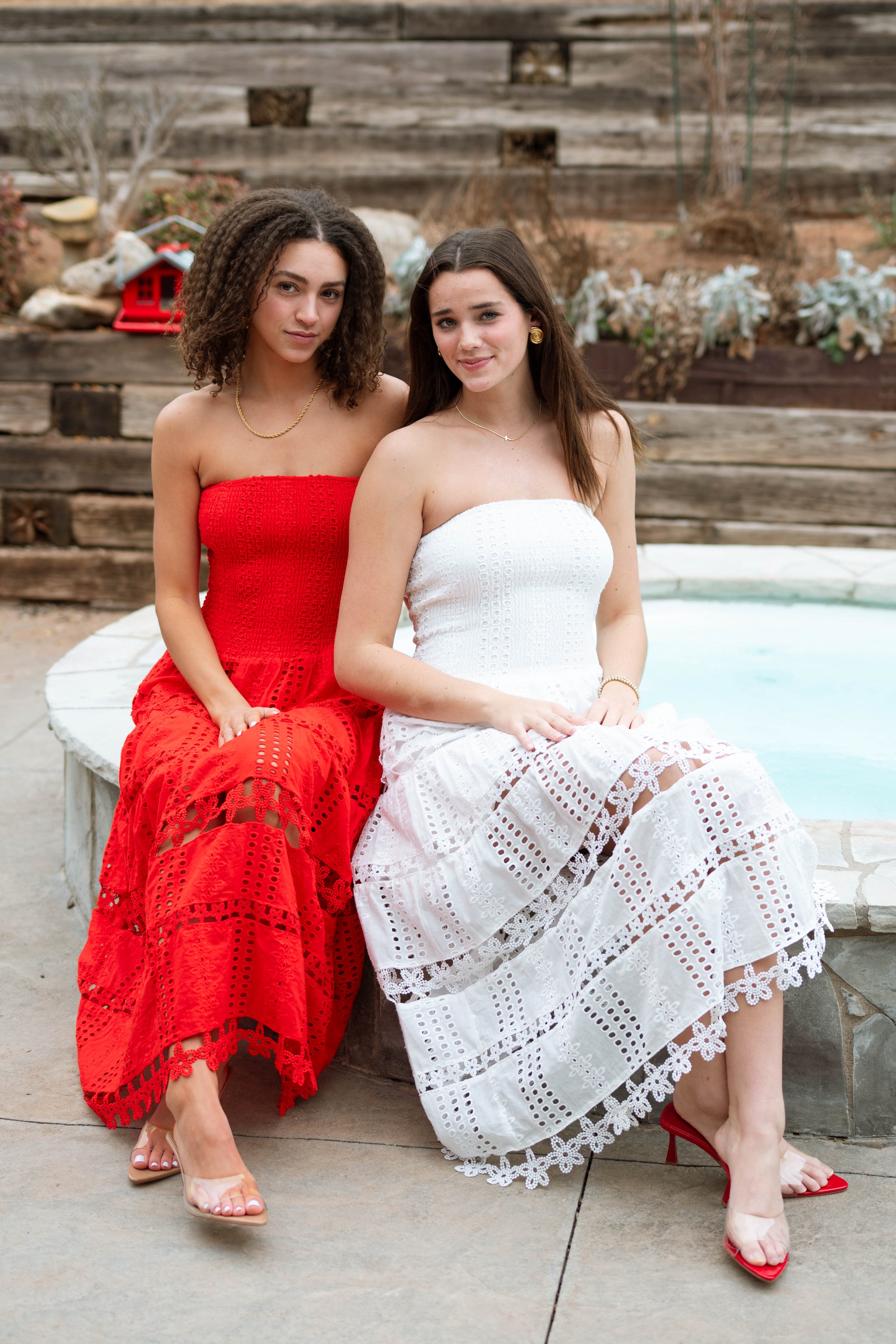 Jolene Eyelet Lace Tube Dress - White - LOVE OKIE Jolene Eyelet Lace Tube Dress - White - LOVE OKIE