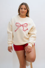 Love Okie Red Bow Ribbon Embroidered Sweatshirt