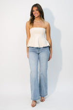Neutral cream suede tube top