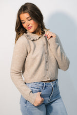Fall Mocha brown ruffle collar cardigan