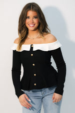 black off shoulder peplum top
