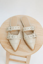 Love Okie Women Trendy Shoes Neutral Slip In Buckle Studded Flat Street Wear