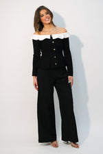 black and white statement top