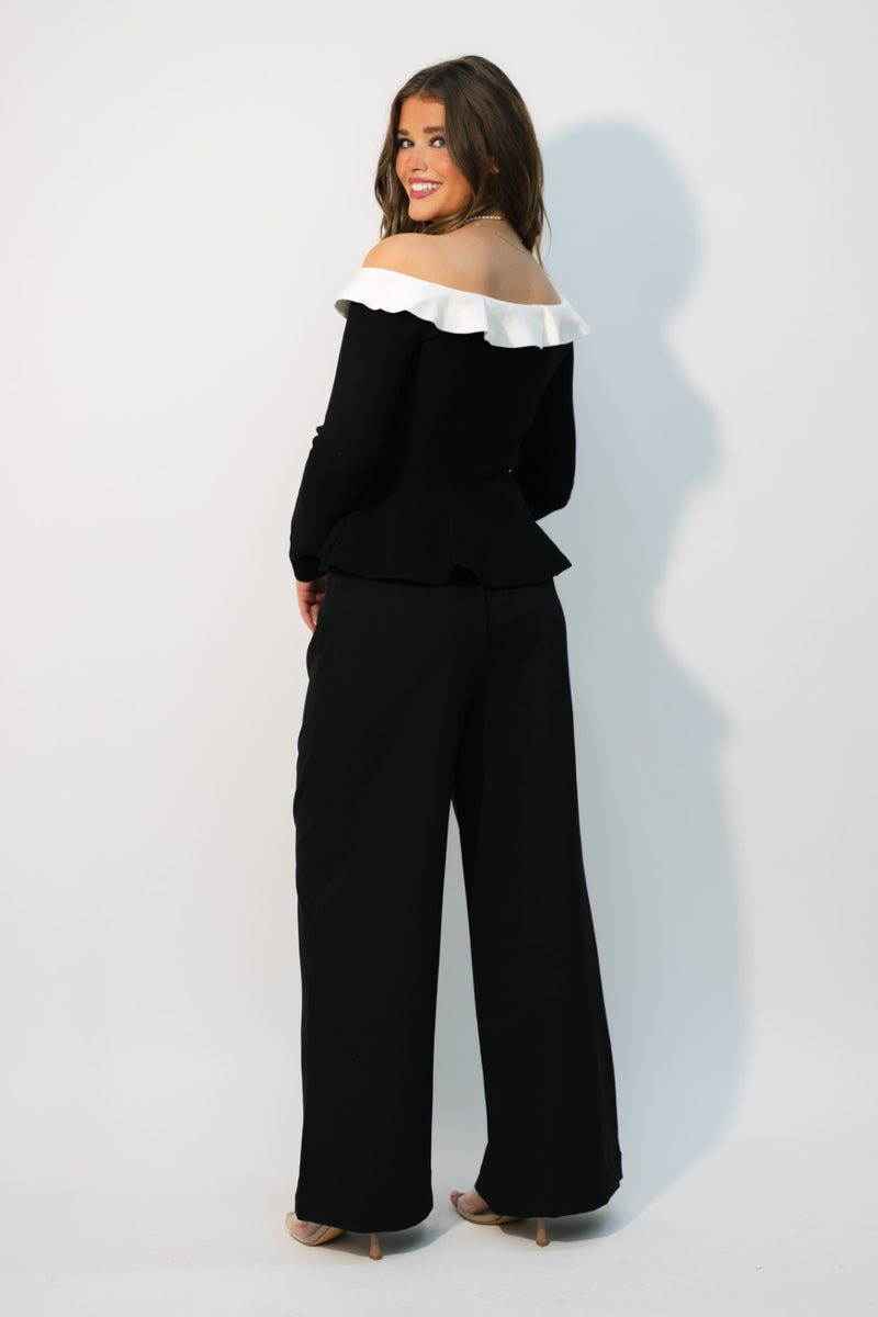 trendy black dinner top