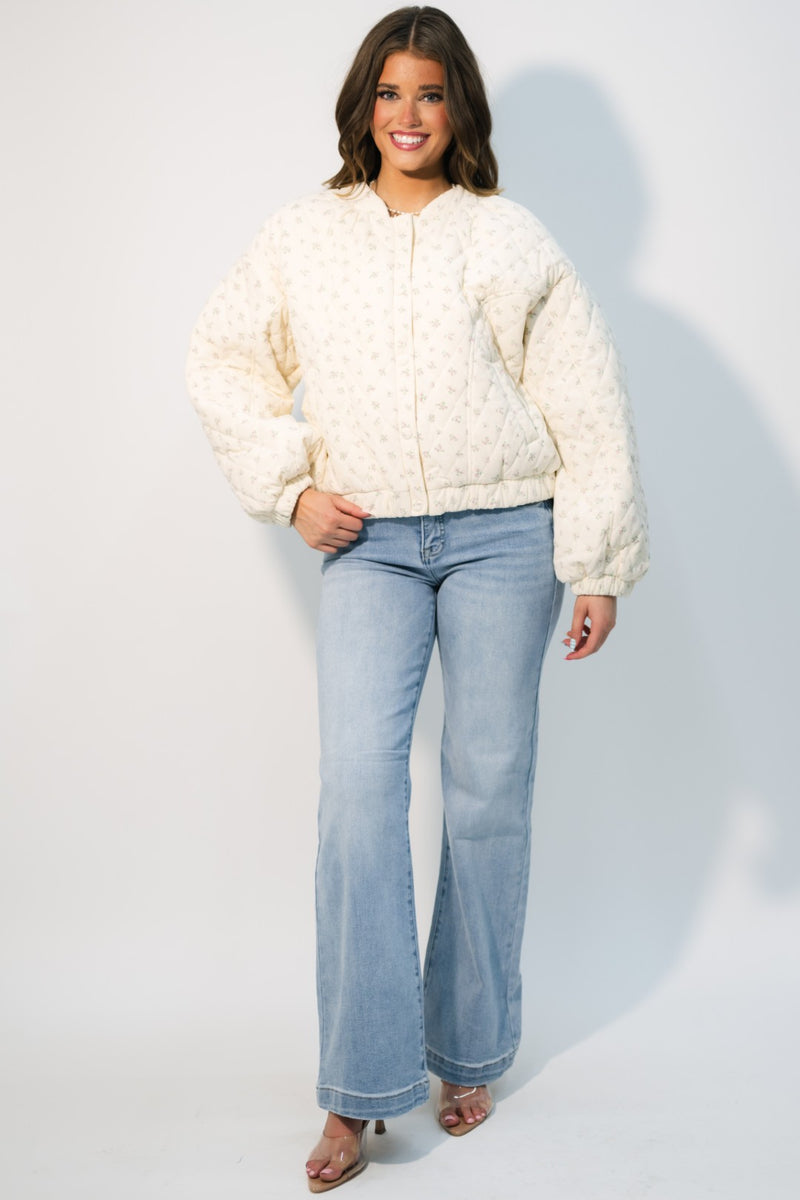 ivory floral fall jacket