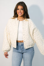 quilted bomber with flowers