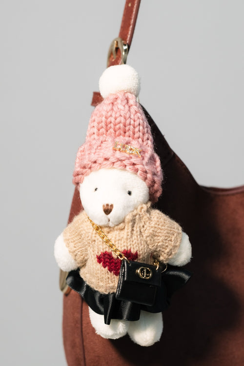Teddy Bear with Beanie Keychain