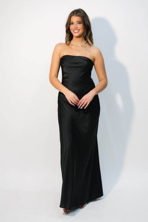 black satin maxi dress