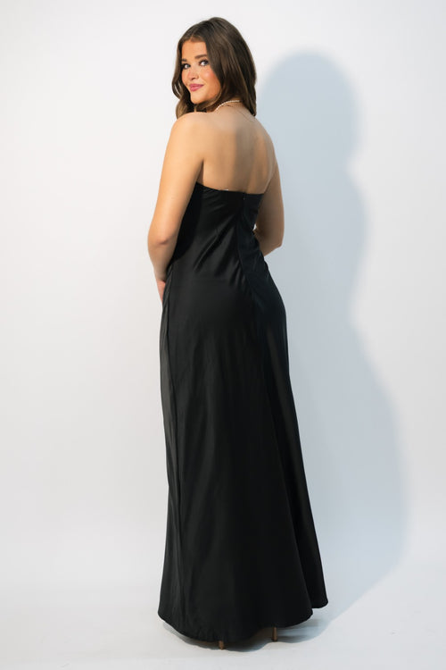 minimalist satin formal dress