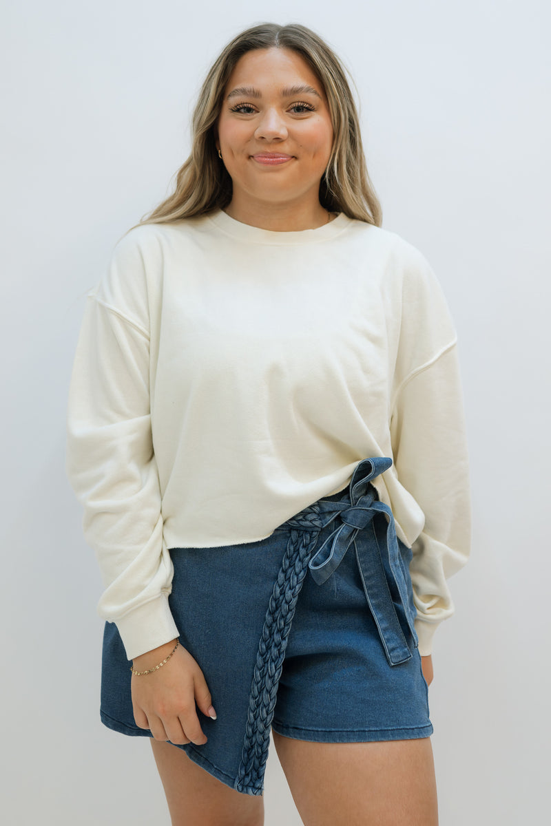 Cropped Crew Neck Top