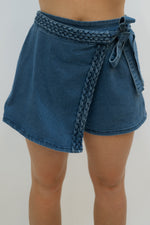 denim wrap skort