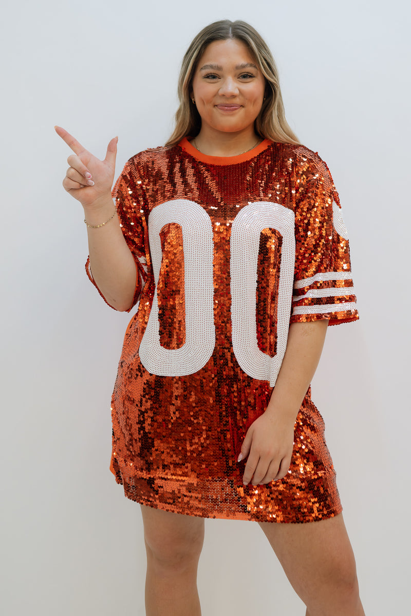 Sequin Jersey Tee - Orange