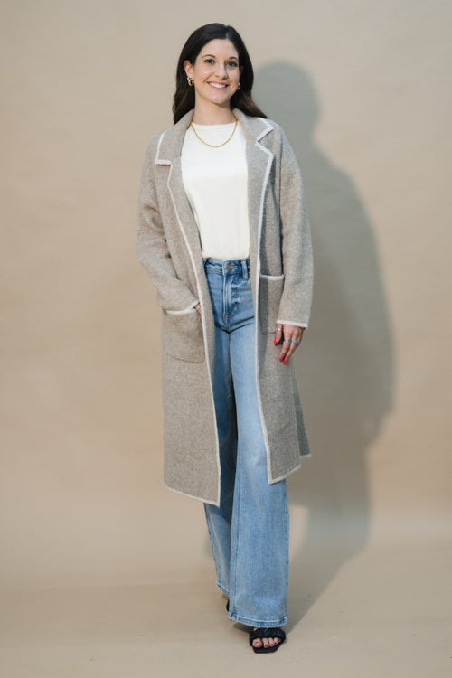 trench coat style cardigan