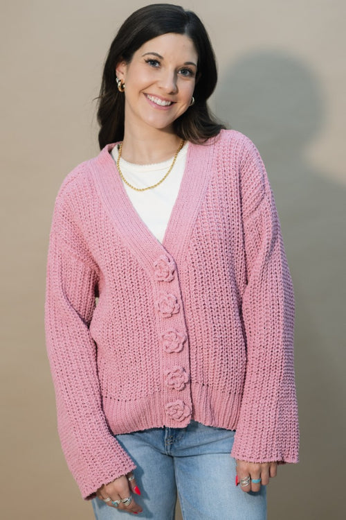 pink chunky knit cardigan women’s