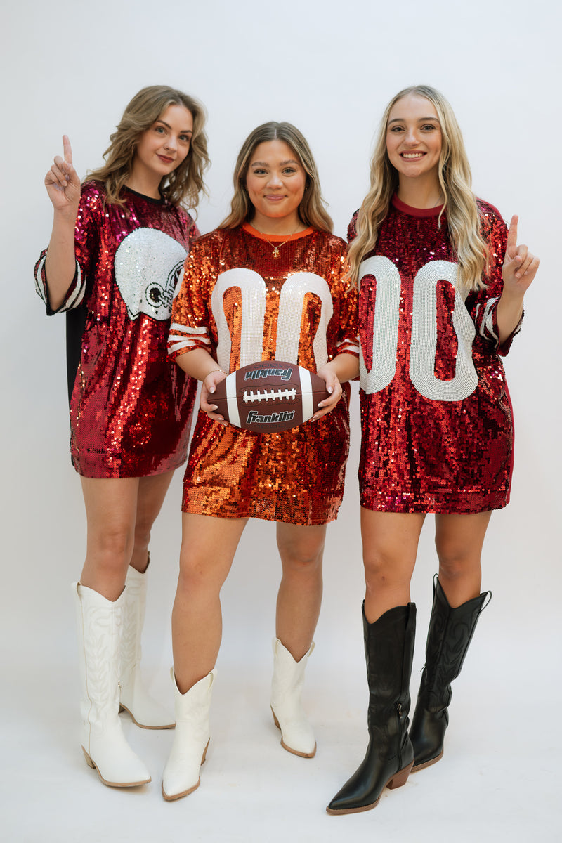 Sequin Jersey Tee - Crimson